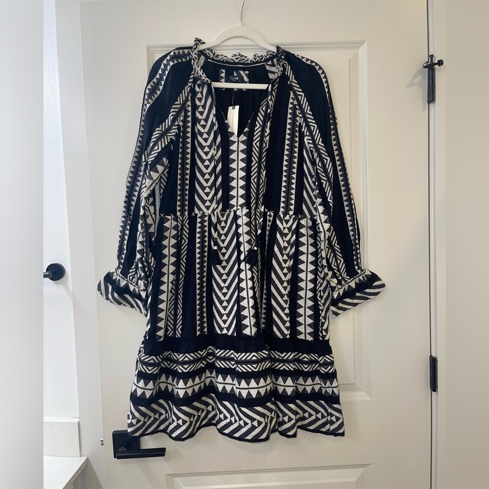 Anthropologie Maeve Black and White Long Sleeve Dress Size Small NWT